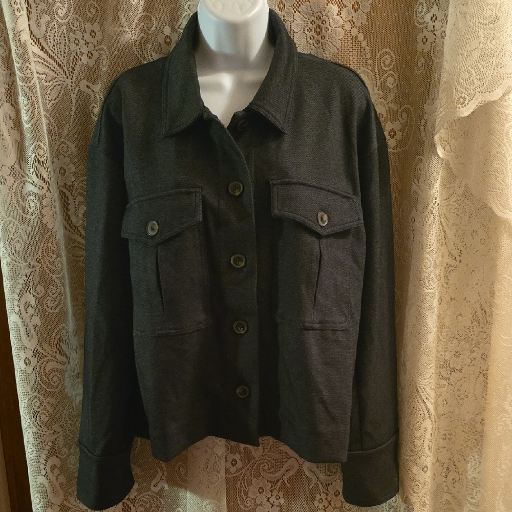 New Banana Republic Women's Size XL Denim Look Utility Crop Jacket